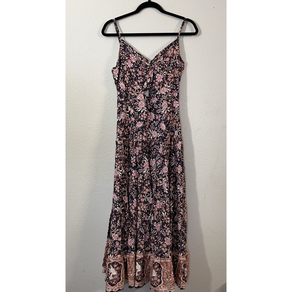 Iris Maxi The Label Sun Dress Women's Medium Dark Floral Cutout Boho Prairie